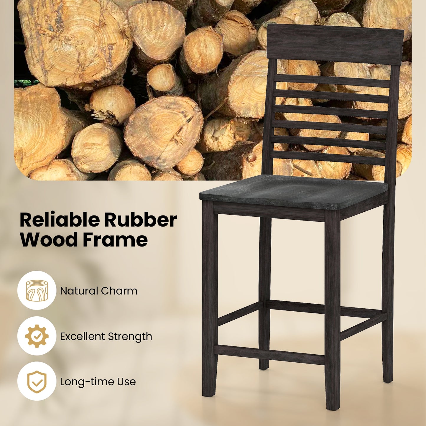Solid Wood Dining Chairs with Footrests Set of 2 for Stylish Comfortable Dining Room Seating