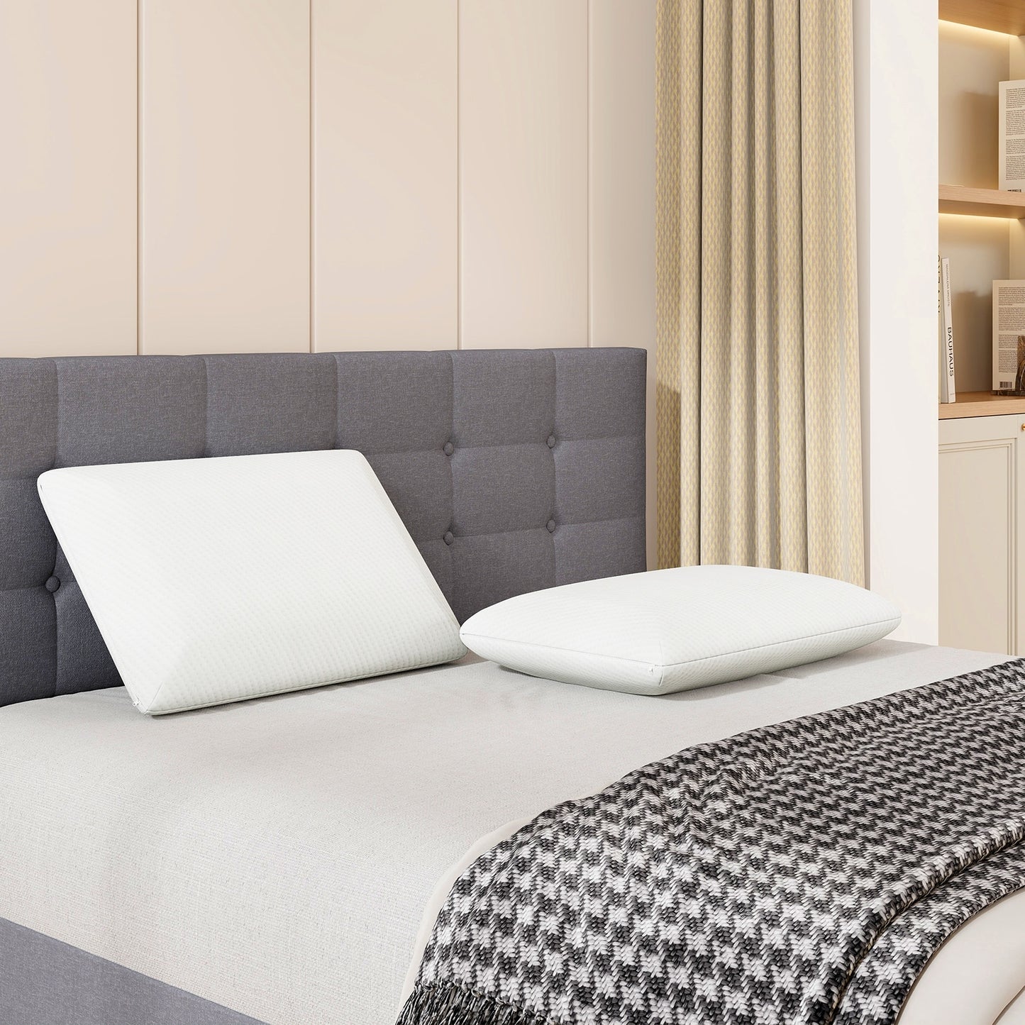 Set of 2 Cooling Gel Memory Foam Pillows with 3D Airflow Technology and Removable Pillowcases