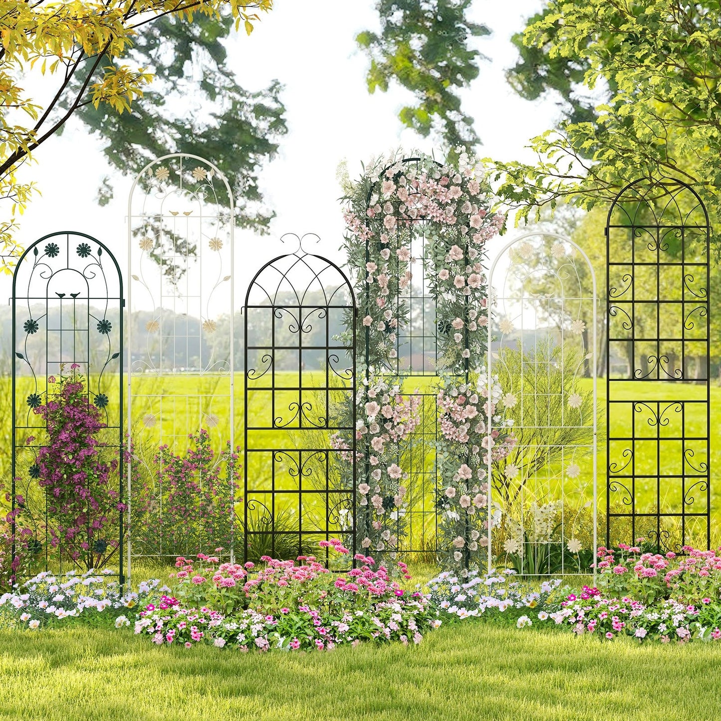 2 Pack Decorative Metal Garden Trellis – Sturdy, Rustproof Support for Climbing Plants