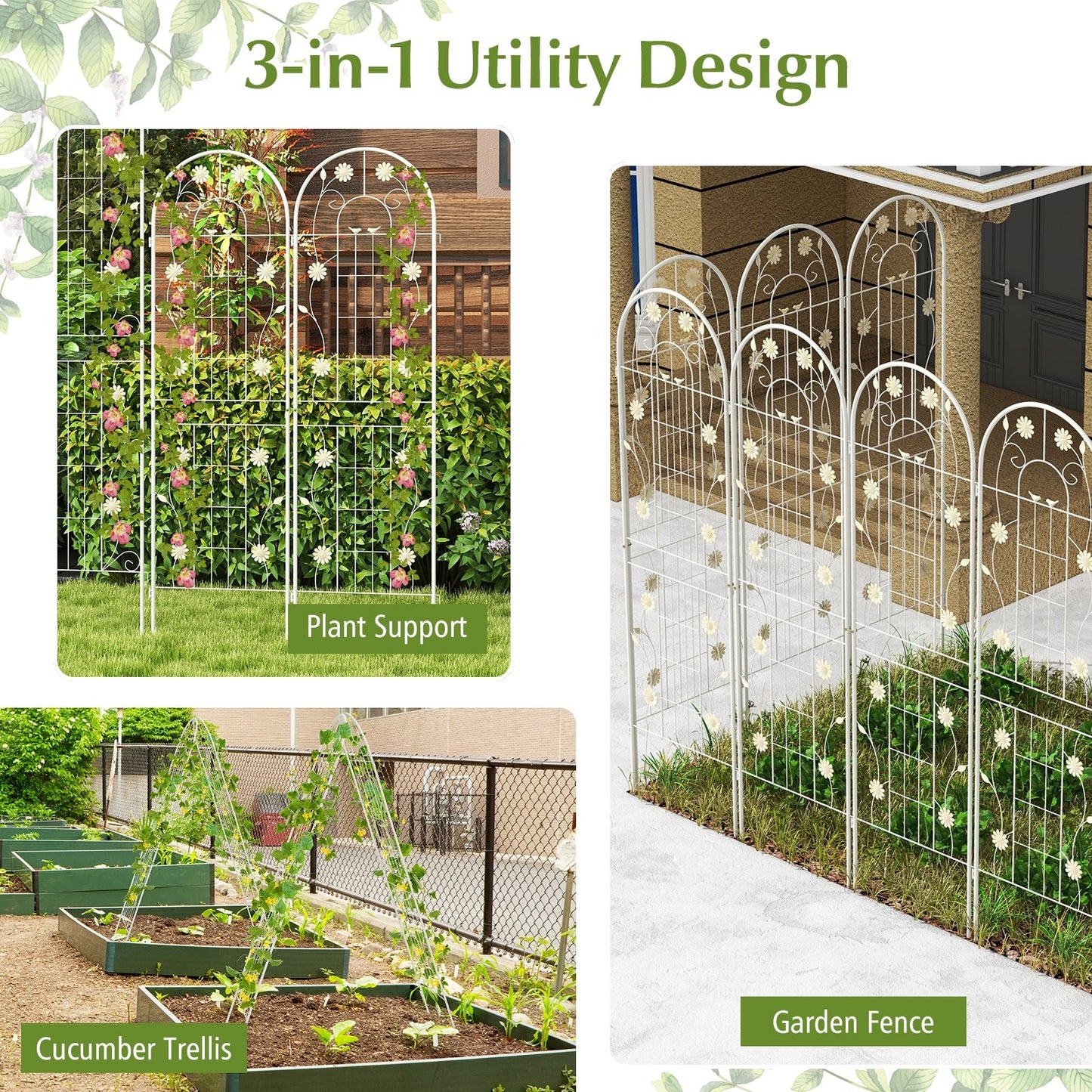 2 Pack Decorative Metal Garden Trellis – Sturdy, Rustproof Support for Climbing Plants