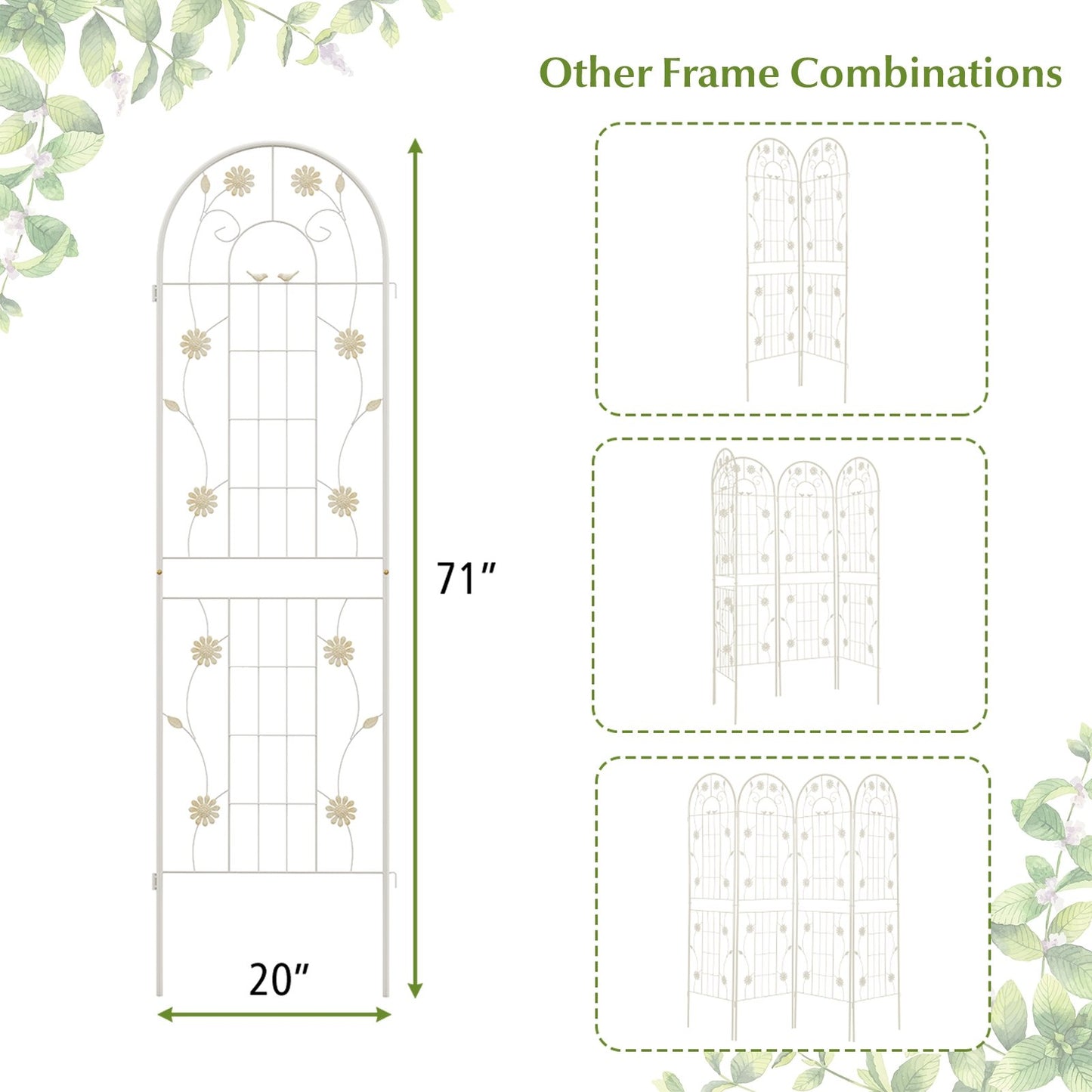 4 Pack 71" Metal Garden Trellis – Durable Support for Climbing Plants & Vines