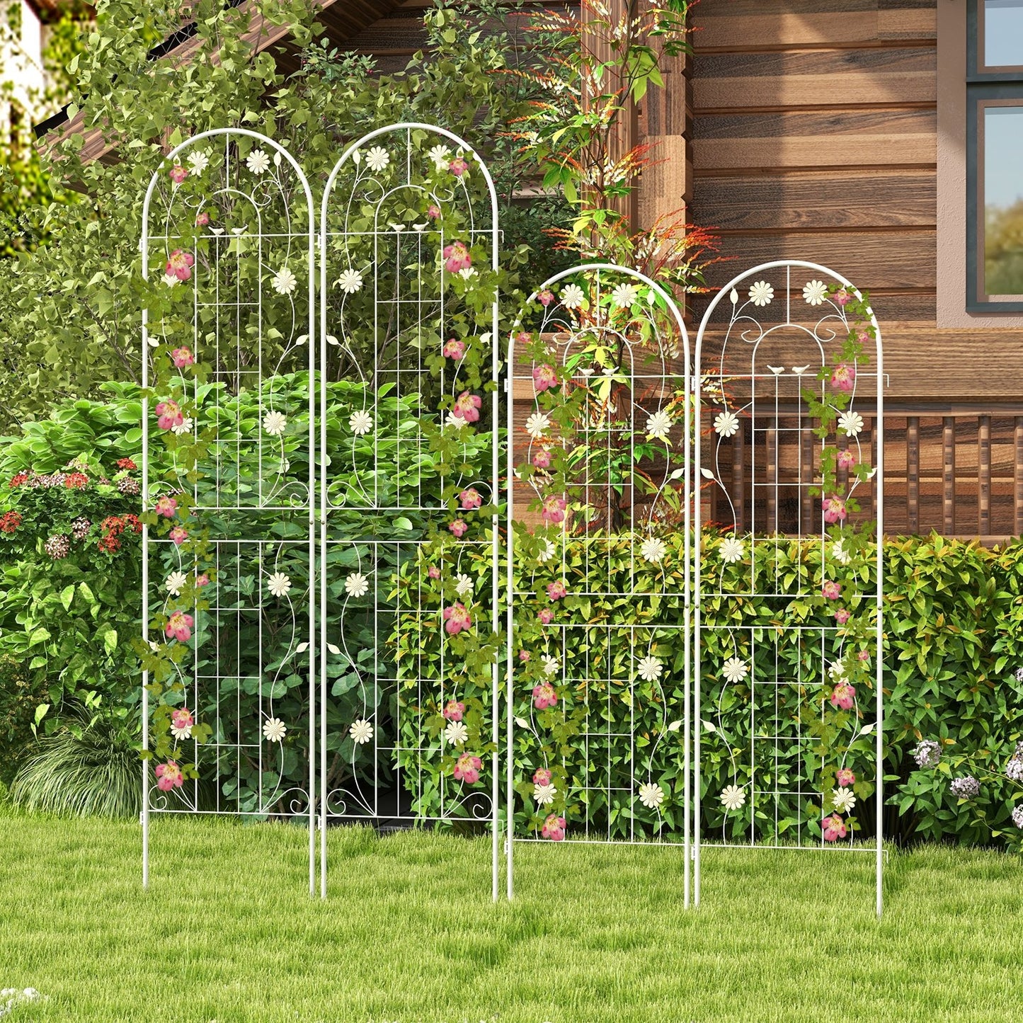 4 Pack 71" Metal Garden Trellis – Durable Support for Climbing Plants & Vines