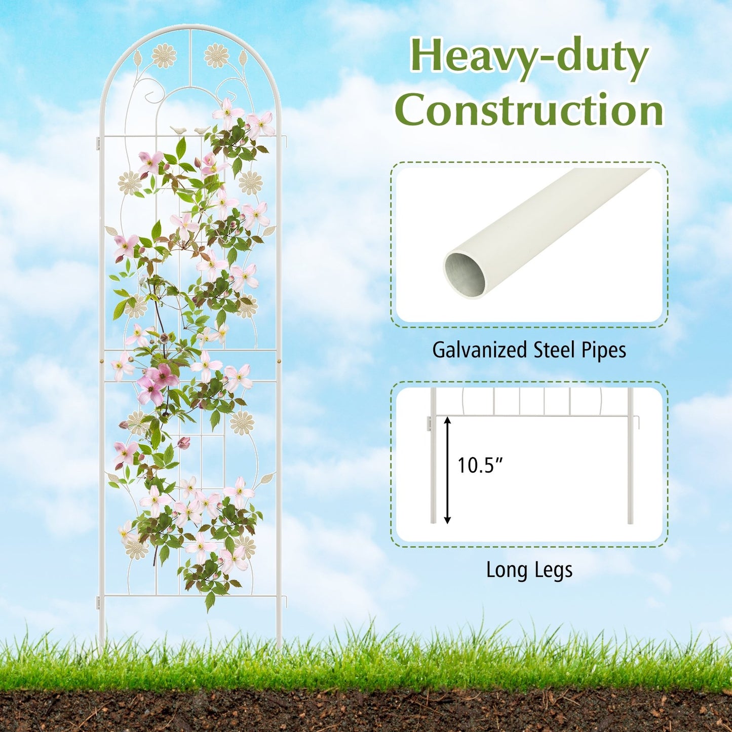 4 Pack 71" Metal Garden Trellis – Durable Support for Climbing Plants & Vines