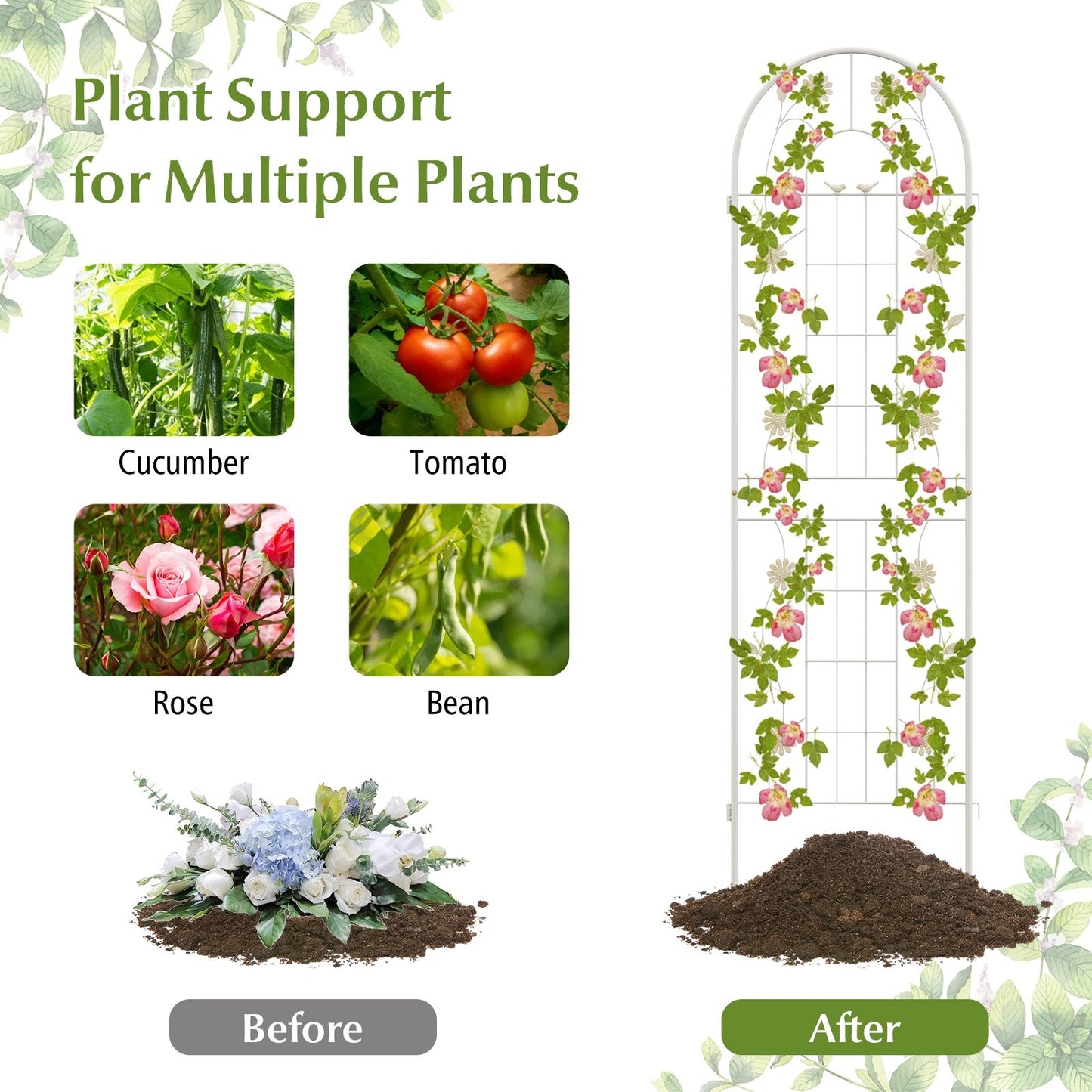 4 Pack 71" Metal Garden Trellis – Durable Support for Climbing Plants & Vines