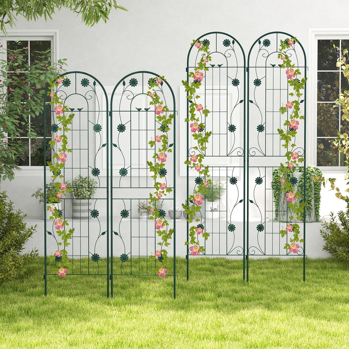 2 Pack 86.5” Metal Garden Trellis – Sturdy Support for Climbing Plants & Vines