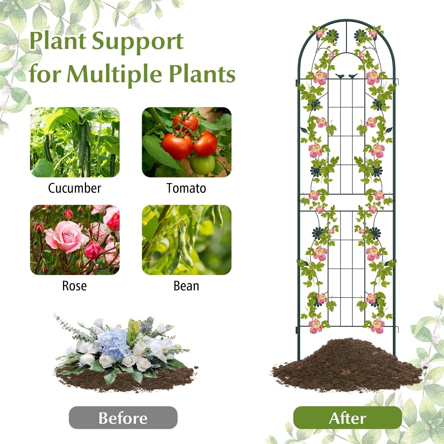 2 Pack 86.5” Metal Garden Trellis – Sturdy Support for Climbing Plants & Vines