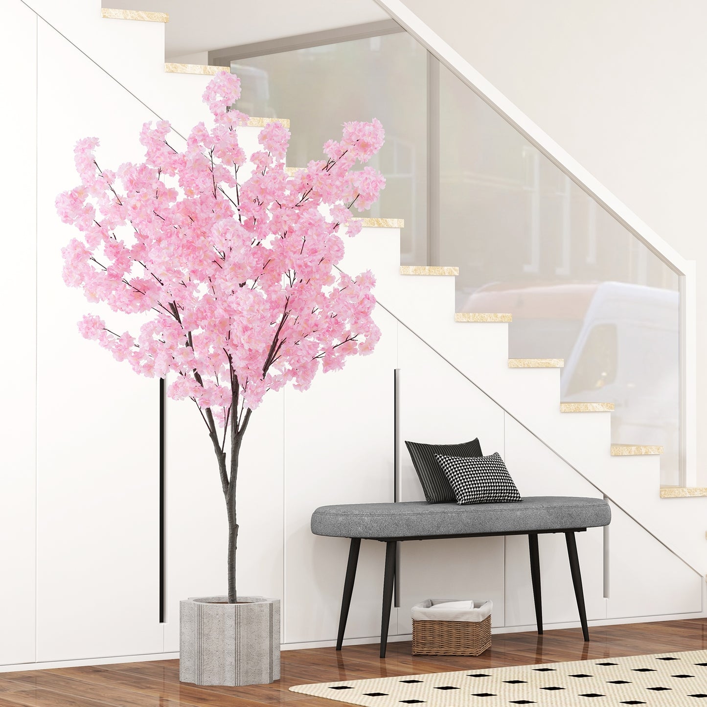 Exquisite 6.5 FT Pink Cherry Blossom Tree – 900 Lifelike Flowers for a Charming Decor