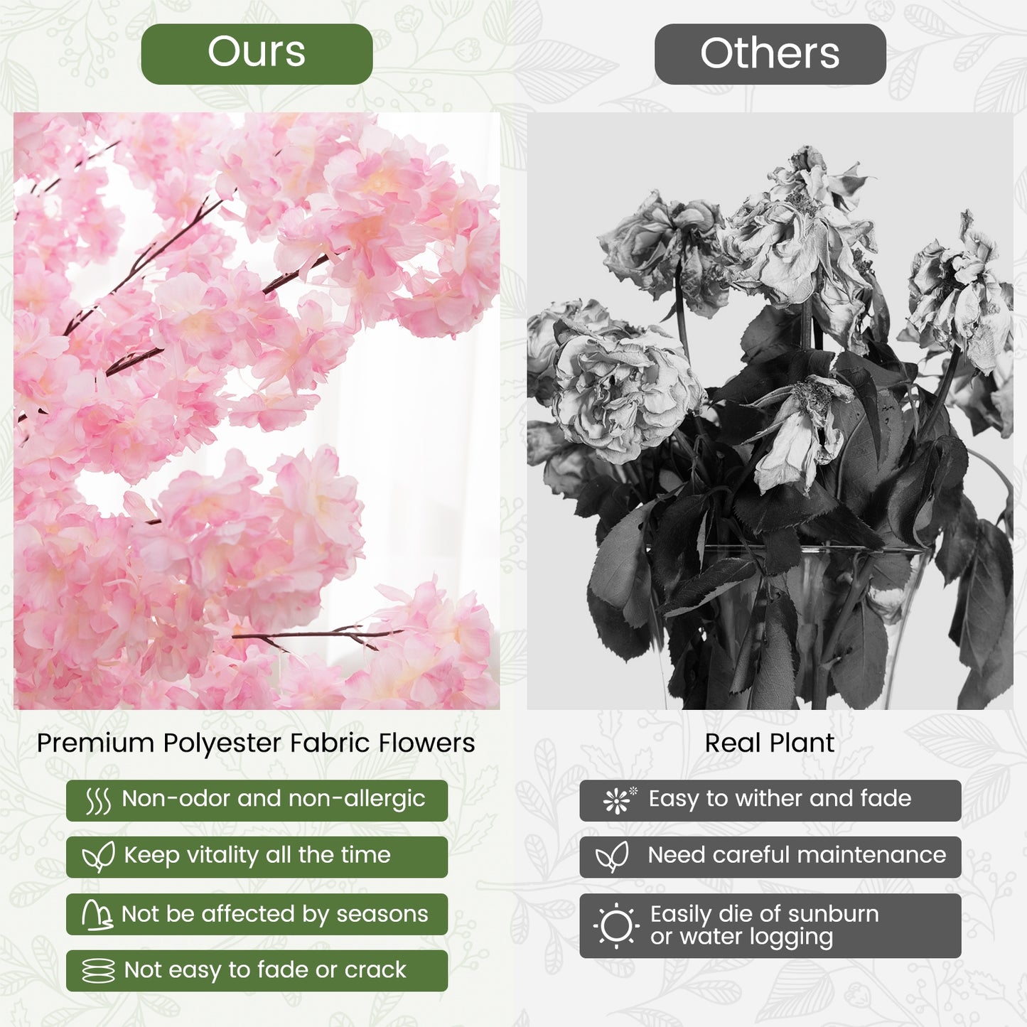 Exquisite 6.5 FT Pink Cherry Blossom Tree – 900 Lifelike Flowers for a Charming Decor