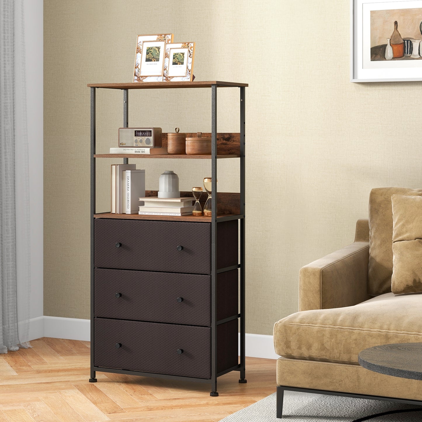3-Drawer Fabric Storage Chest with Anti-Tipping Safety - Modern Organizer