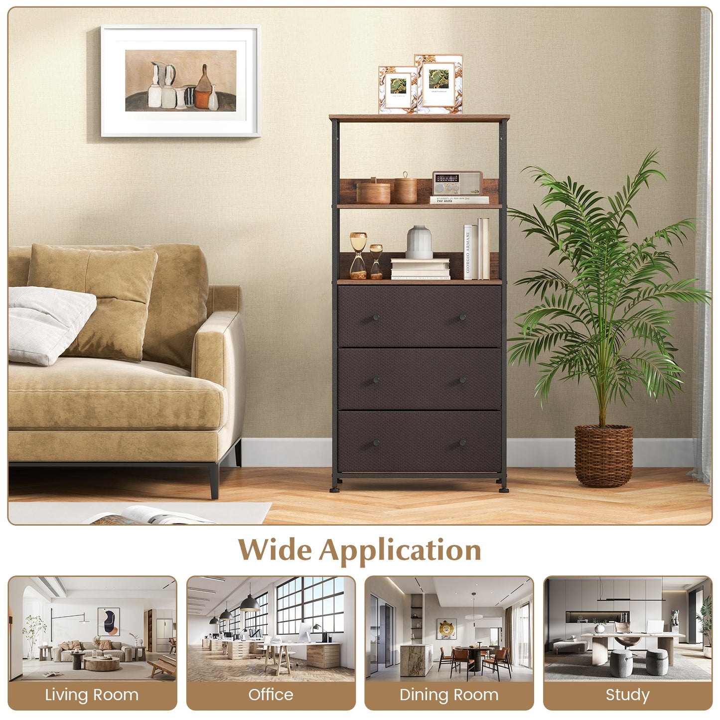 3-Drawer Fabric Storage Chest with Anti-Tipping Safety - Modern Organizer