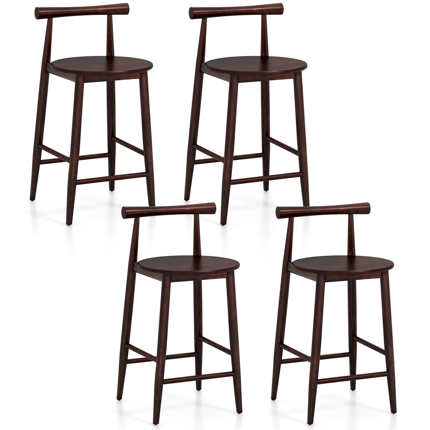 Counter Height Kitchen Island Chairs with Acacia Wood Base and Comfortable 24" Seat – Brown, Set of 2