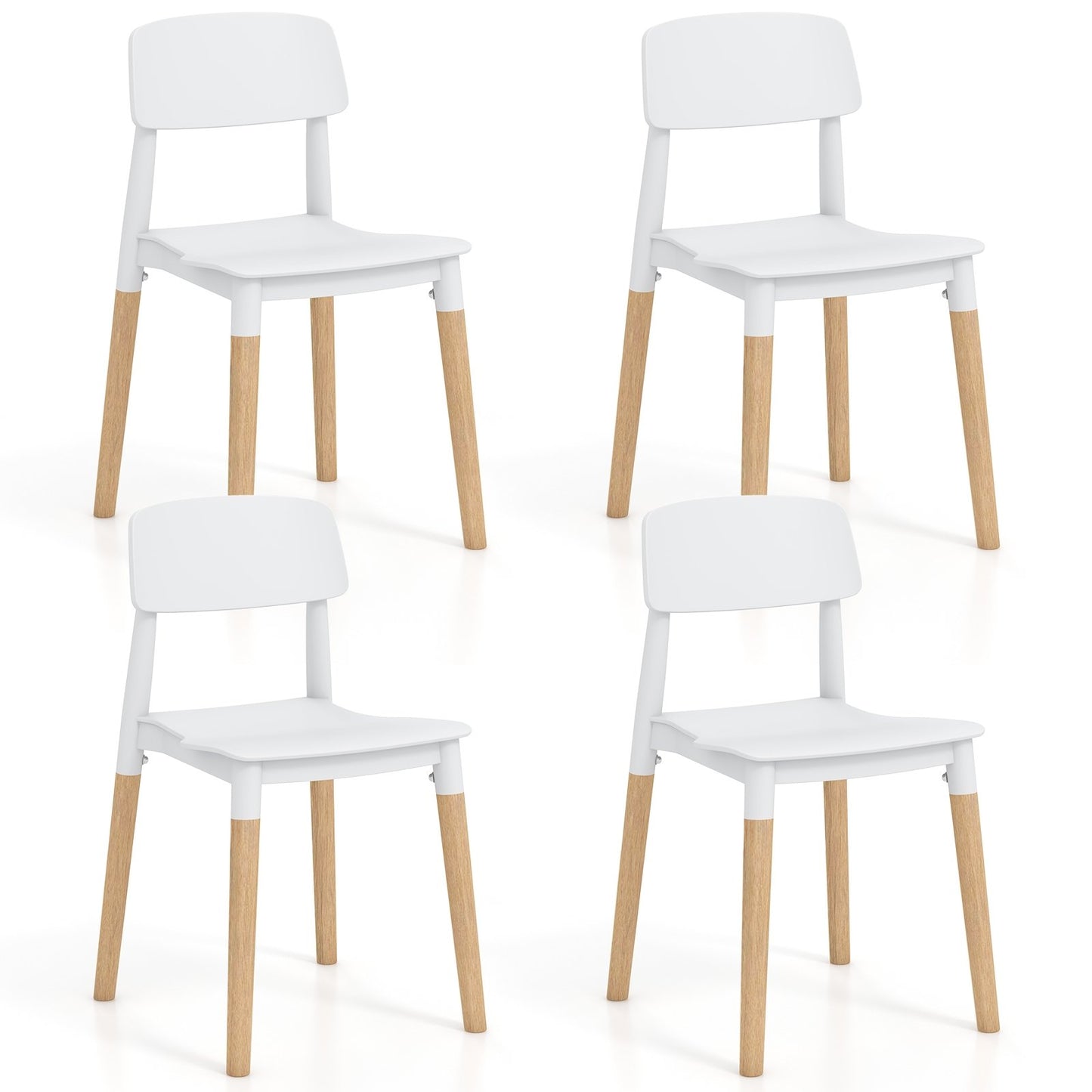 Set of 4 Modern Dining Side Chairs with Ergonomic Backrest for Dining Room - White