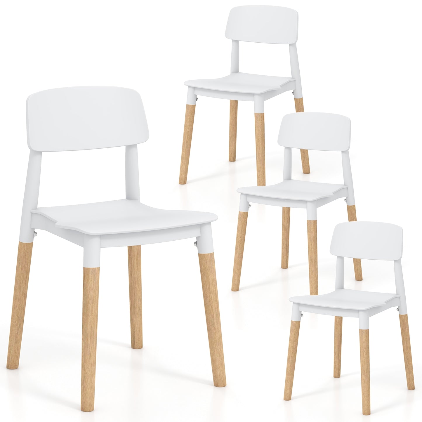 Set of 4 Modern Dining Side Chairs with Ergonomic Backrest for Dining Room - White