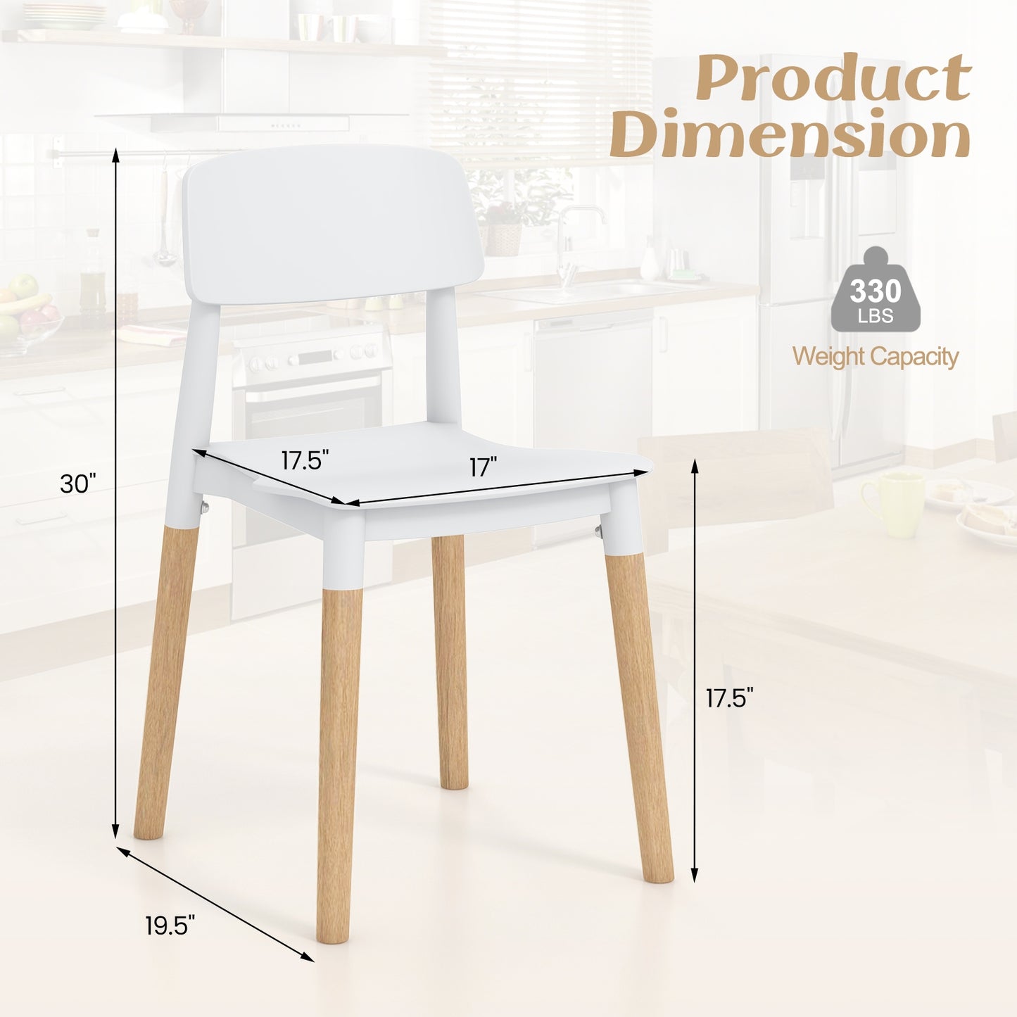 Set of 4 Modern Dining Side Chairs with Ergonomic Backrest for Dining Room - White