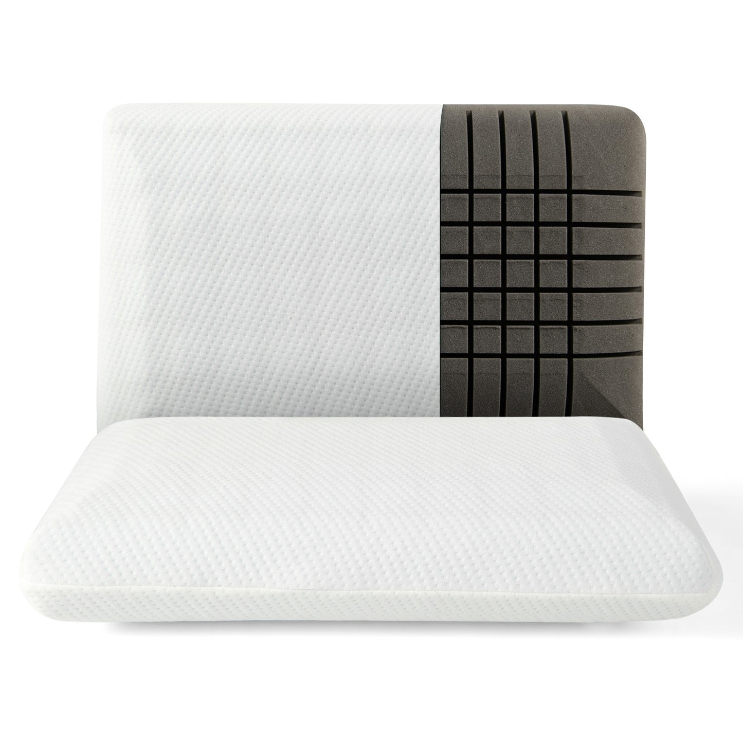 Set of 2 Bamboo Charcoal Memory Foam Pillows for Pain Relief and Optimal Sleep Support