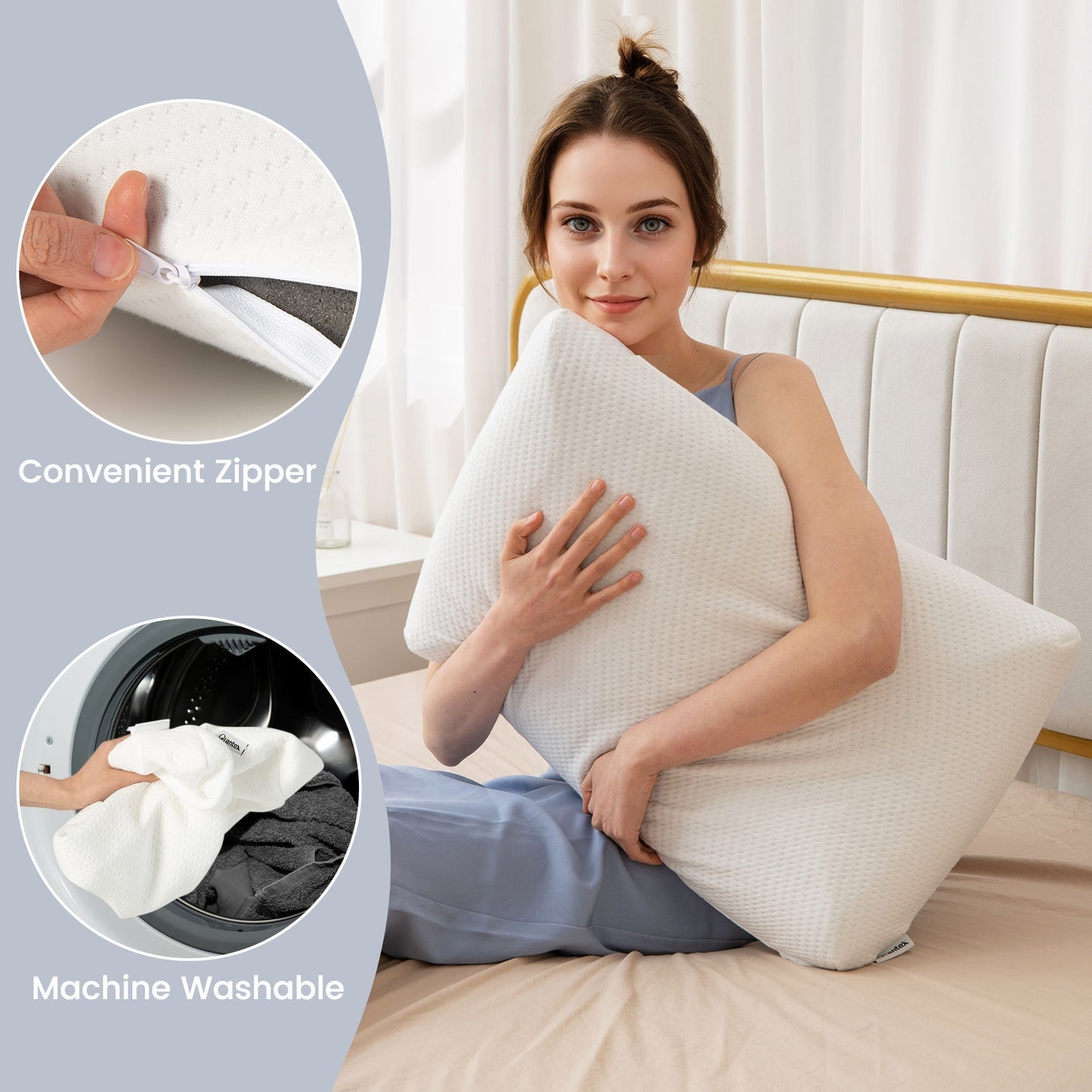 Set of 2 Bamboo Charcoal Memory Foam Pillows for Pain Relief and Optimal Sleep Support