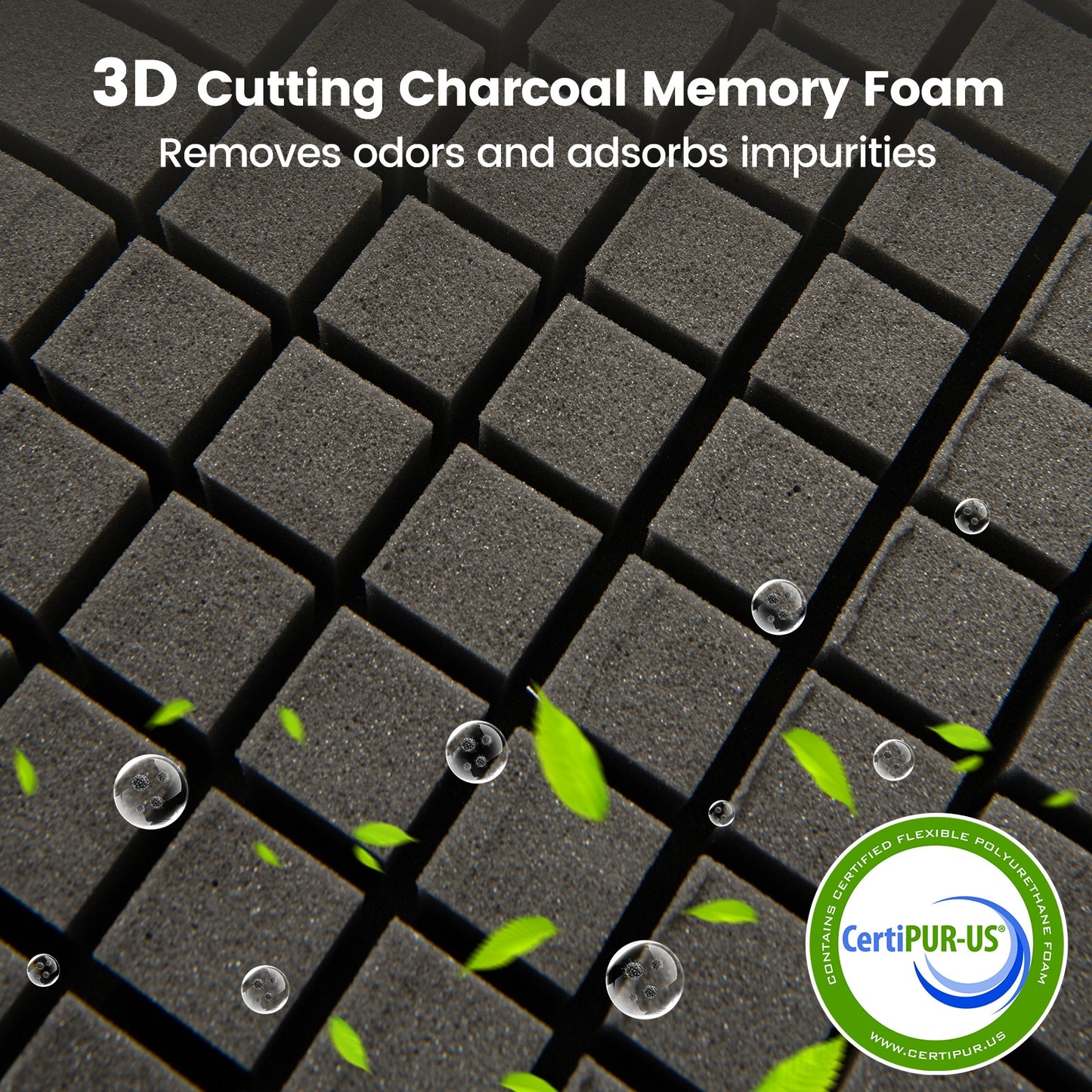 Set of 2 Bamboo Charcoal Memory Foam Pillows for Pain Relief and Optimal Sleep Support