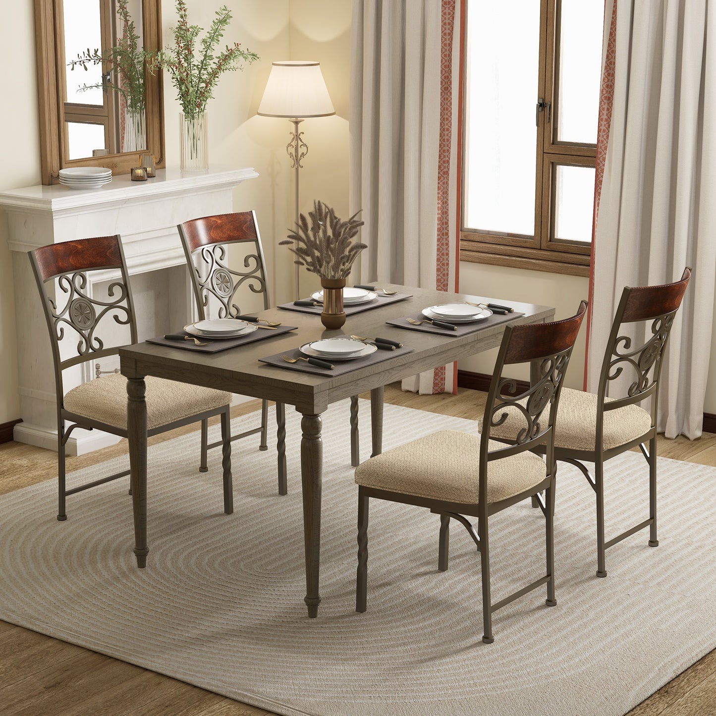 Armless Dining Chairs with Comfortable Seat Cushion for Kitchen and Dining Room, Set of 2