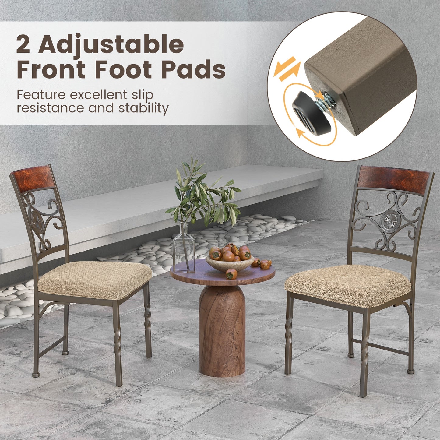 Armless Dining Chairs with Comfortable Seat Cushion for Kitchen and Dining Room, Set of 2