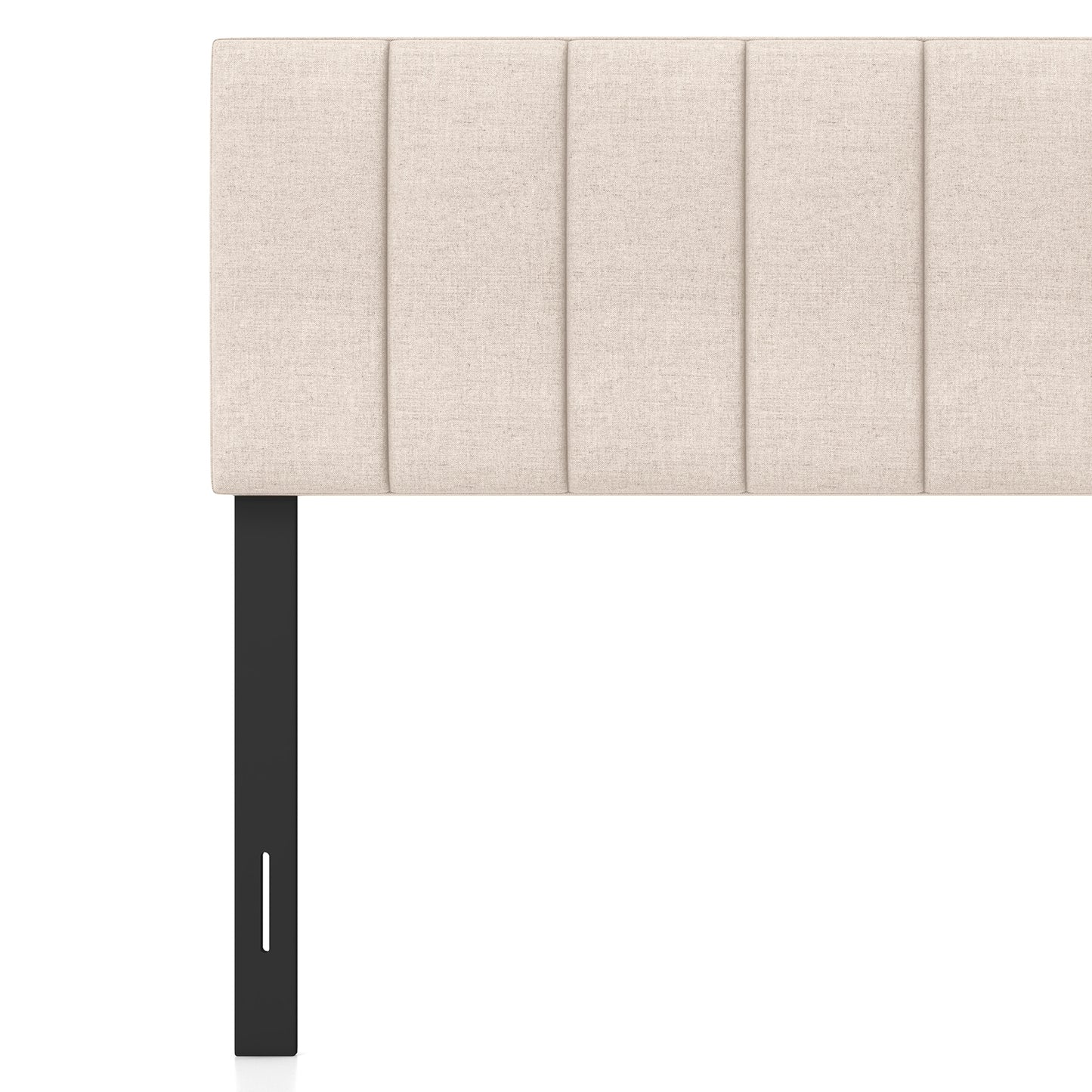 Adjustable Width Linen Upholstered Headboard with Solid Wood Legs - Beige