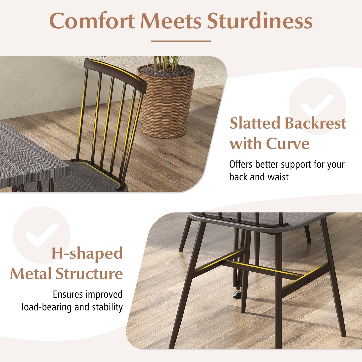 5-Piece Dining Set with Table and 4 Chairs in Grey Oak with Swivel Feet
