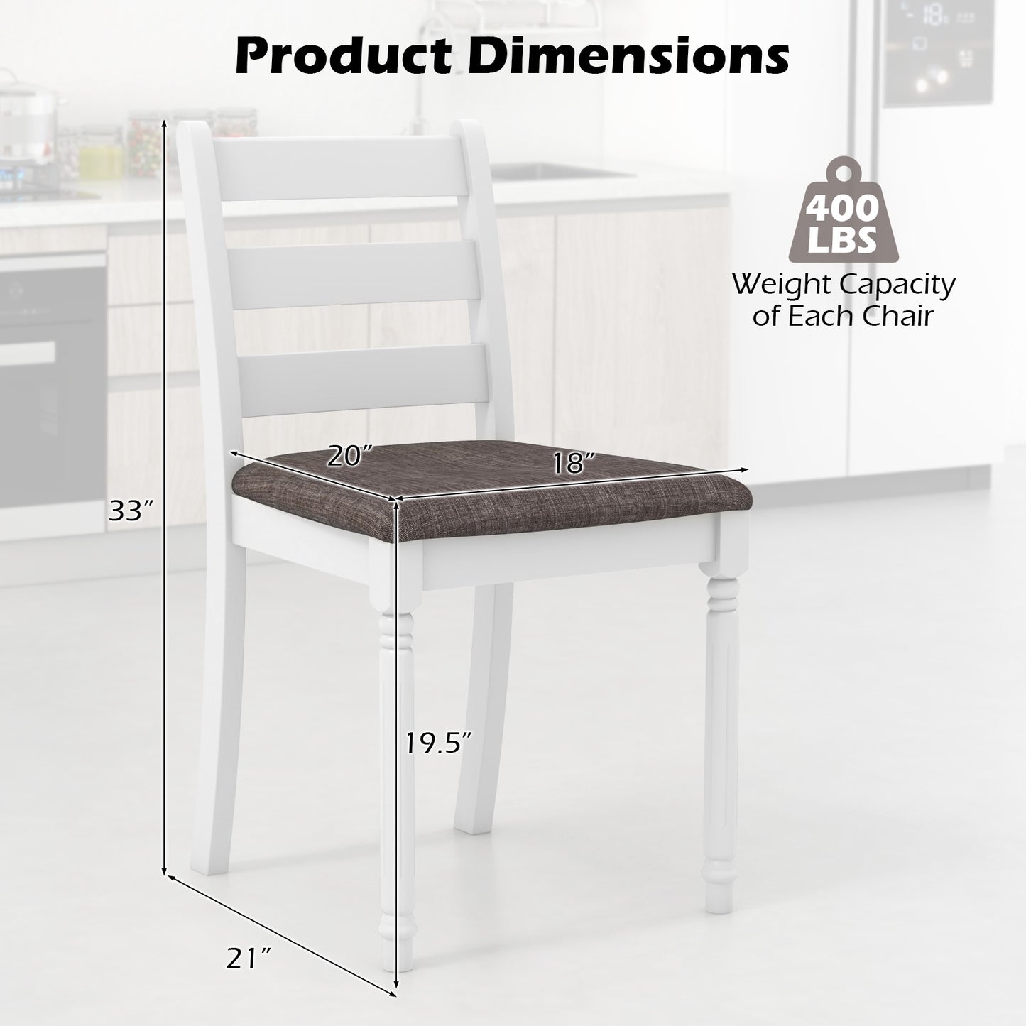 Durable Rubber Wood Dining Chairs with Comfortable Upholstered Seat – Set of 2