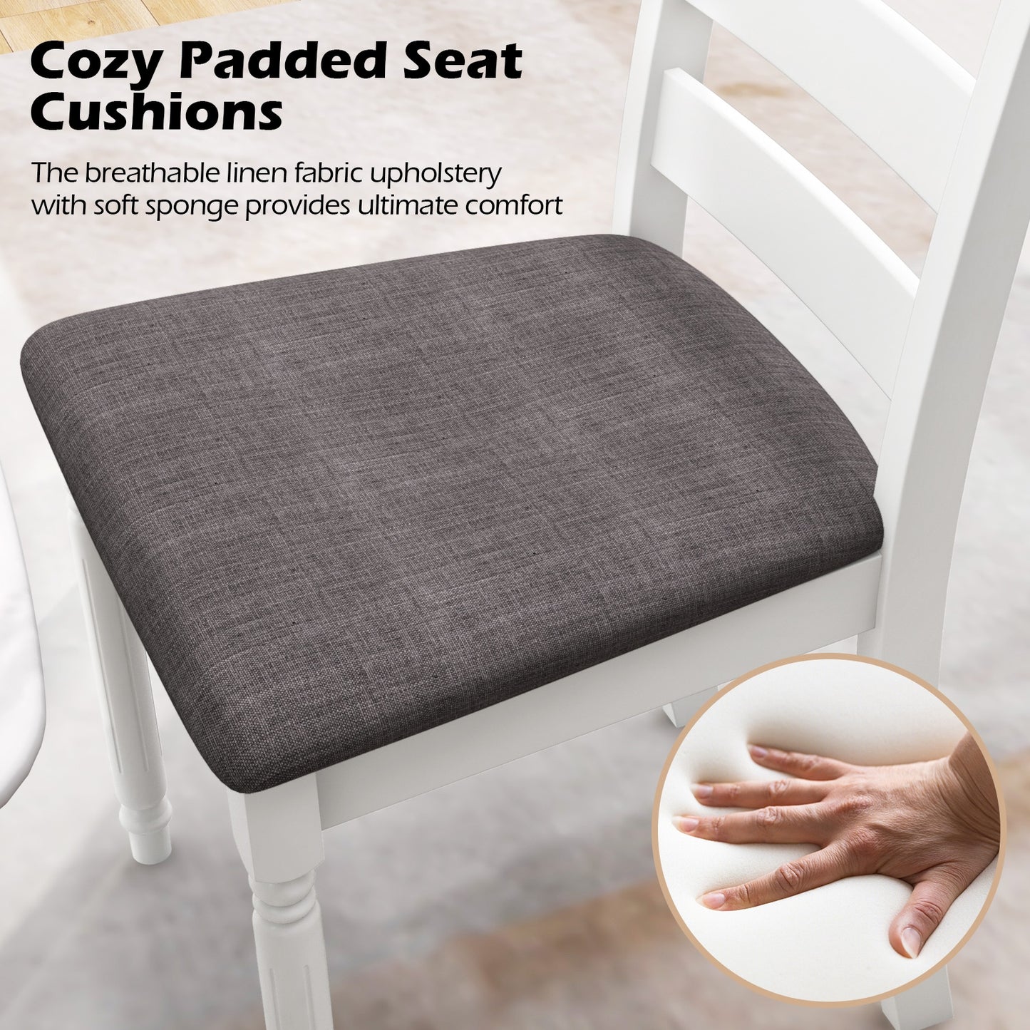 Durable Rubber Wood Dining Chairs with Comfortable Upholstered Seat – Set of 2
