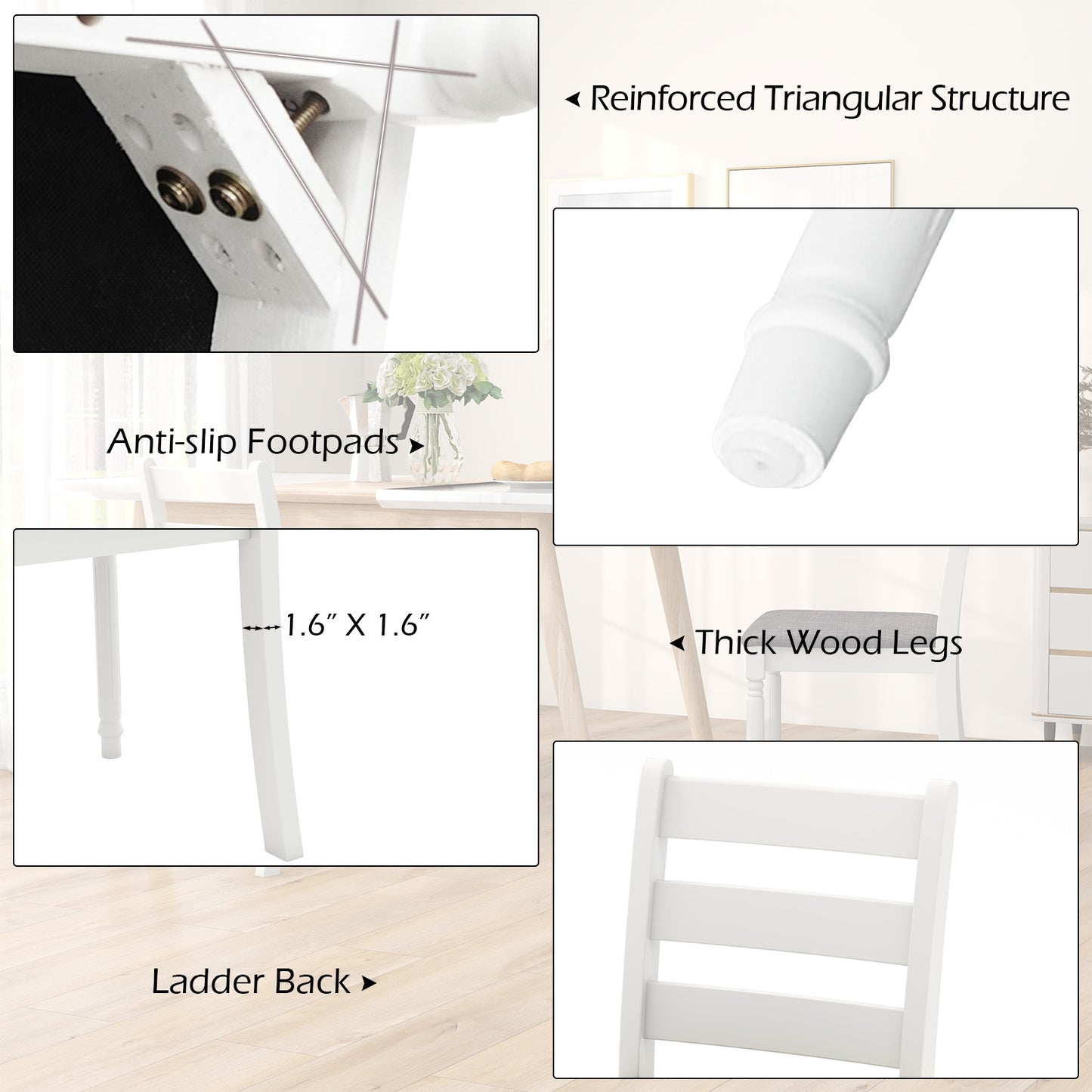 Durable Rubber Wood Dining Chairs with Comfortable Upholstered Seat – Set of 2