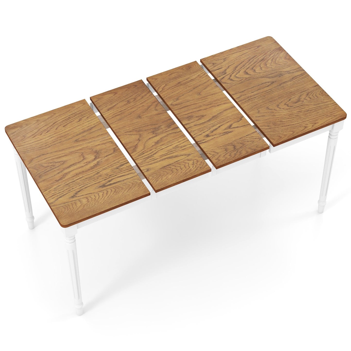 Expandable Dining Table for 4 to 8 People with Solid Rubber Wood Legs and Walnut Finish