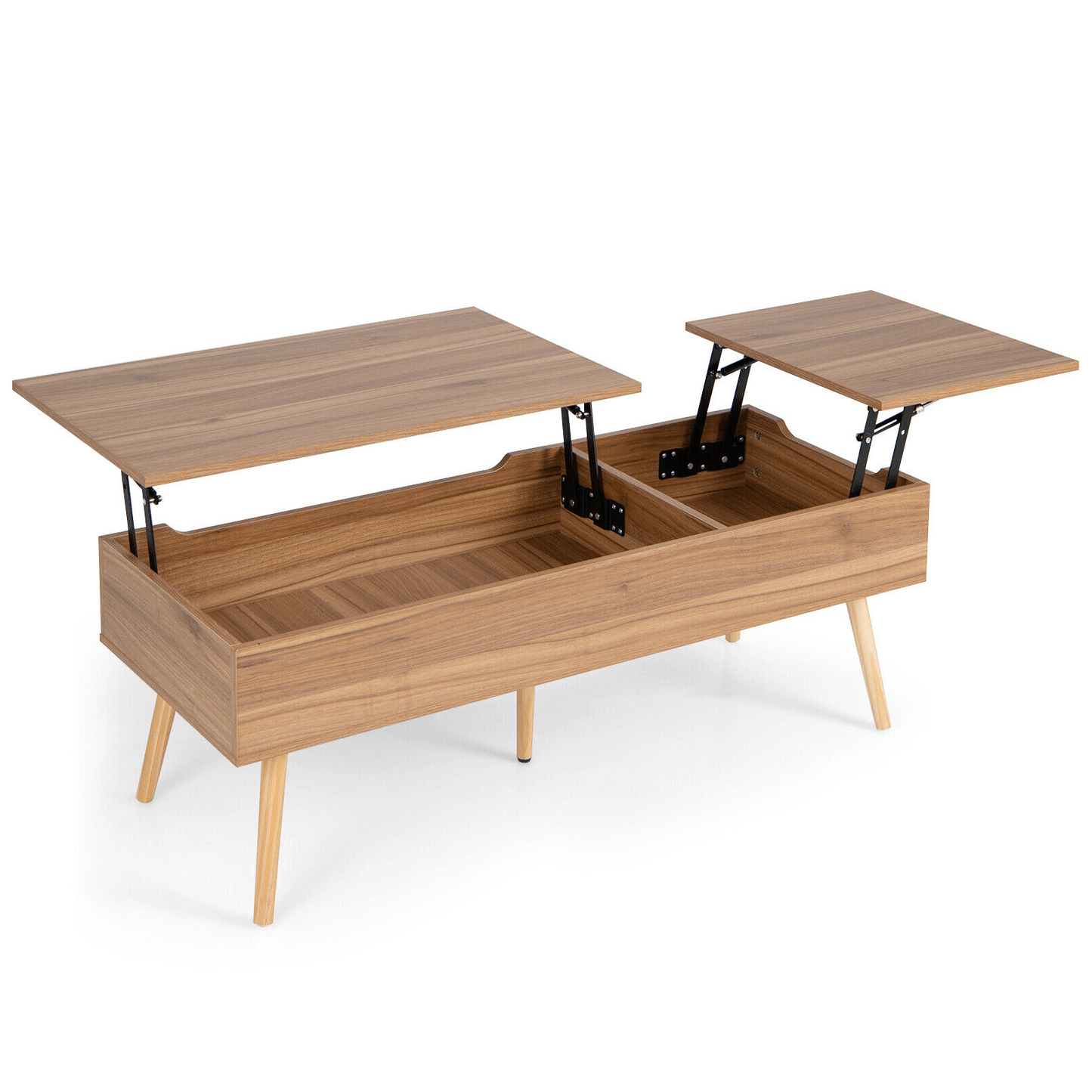 Split Lift Top Coffee Table with Dual Hidden Storage Compartments