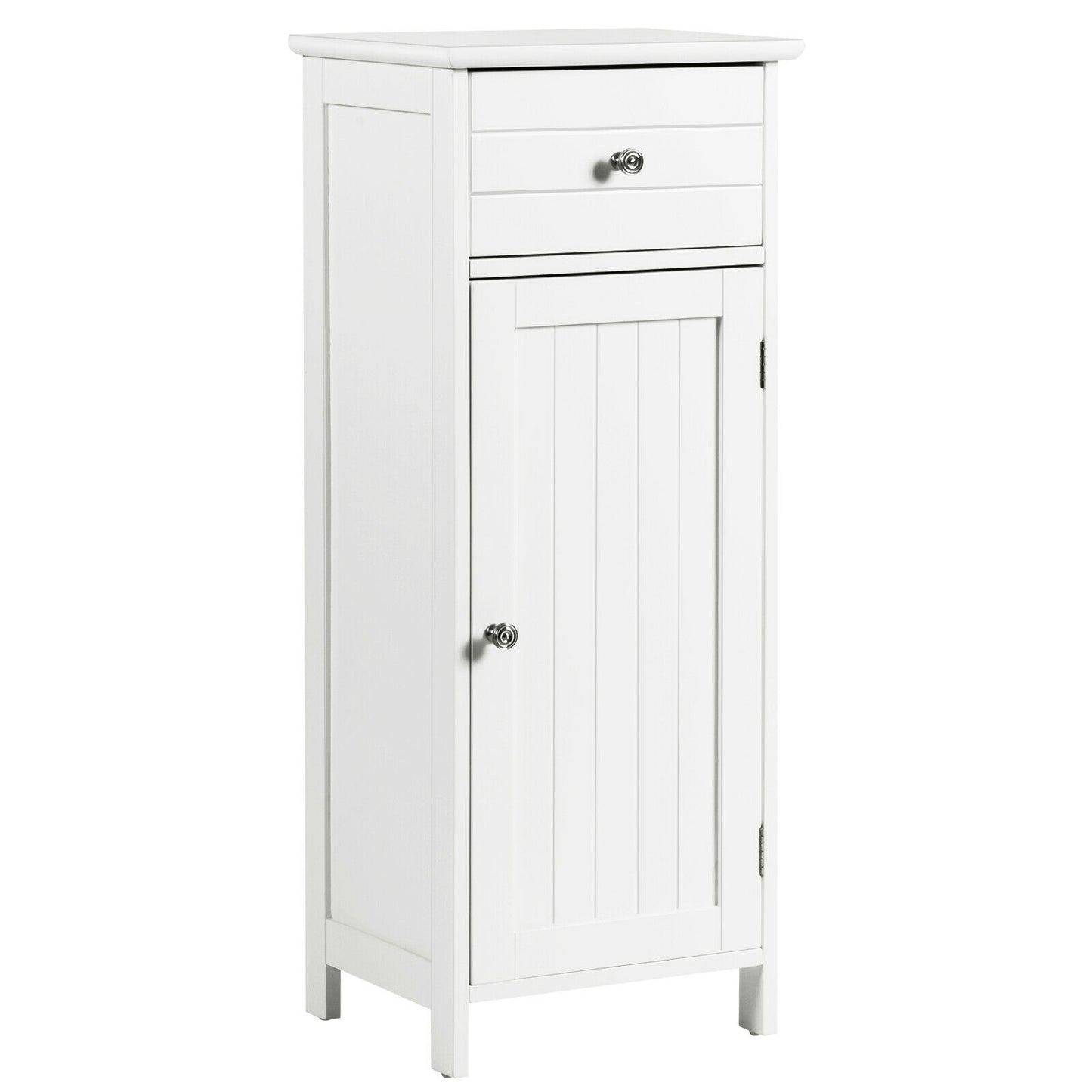 Compact Wooden Bathroom Storage Cabinet with Adjustable Shelf & Drawer