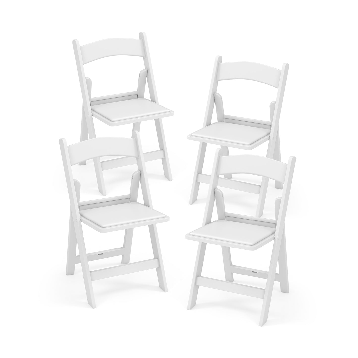 Resin Folding Chairs with Padded Seat for Outdoor and Indoor Use - Set of 4