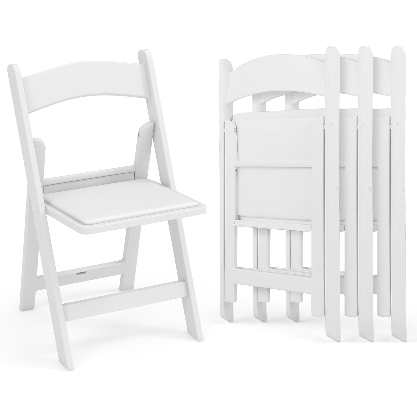 Resin Folding Chairs with Padded Seat for Outdoor and Indoor Use - Set of 4