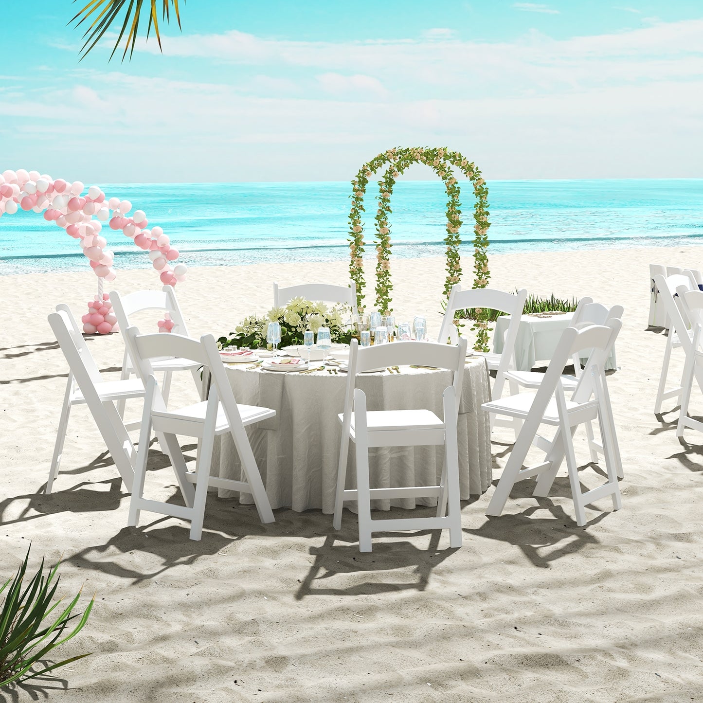 Resin Folding Chairs with Padded Seat for Outdoor and Indoor Use - Set of 4