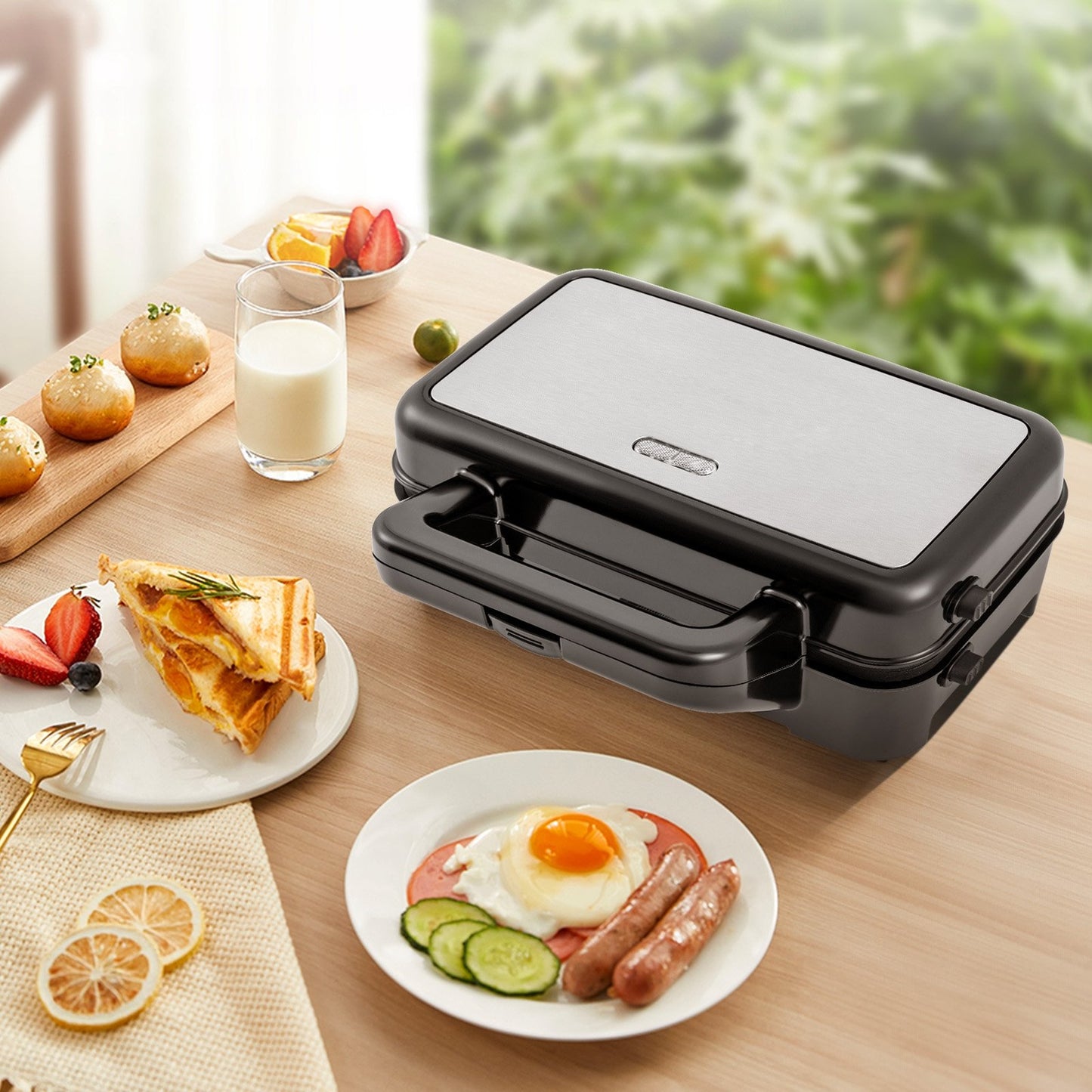 Versatile 3 in 1 Sandwich Maker & Grill with 1200W Power and Removable Non Stick Plates
