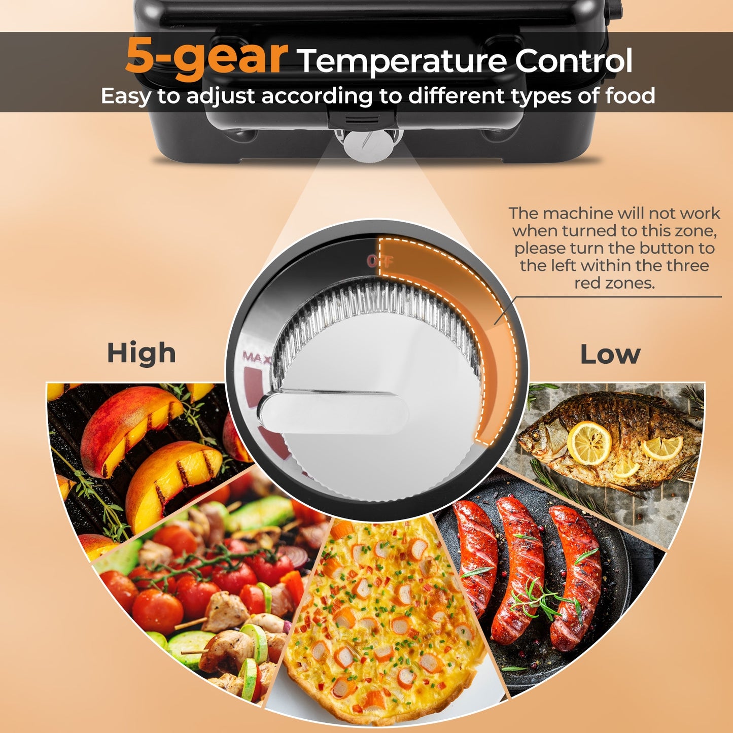 Versatile 3 in 1 Sandwich Maker & Grill with 1200W Power and Removable Non Stick Plates