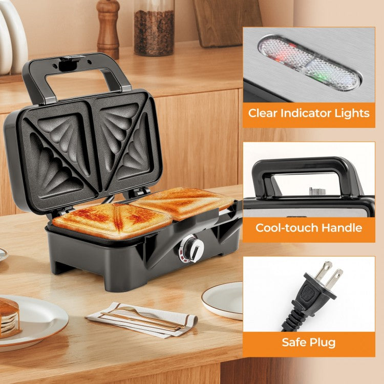 Versatile 3 in 1 Sandwich Maker & Grill with 1200W Power and Removable Non Stick Plates