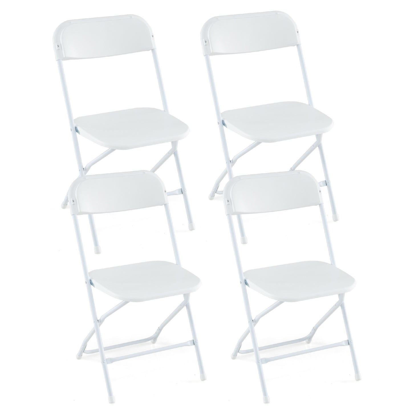 Set of 4 Metal Folding Chairs with Plastic Seat and Back for Indoor and Outdoor Use