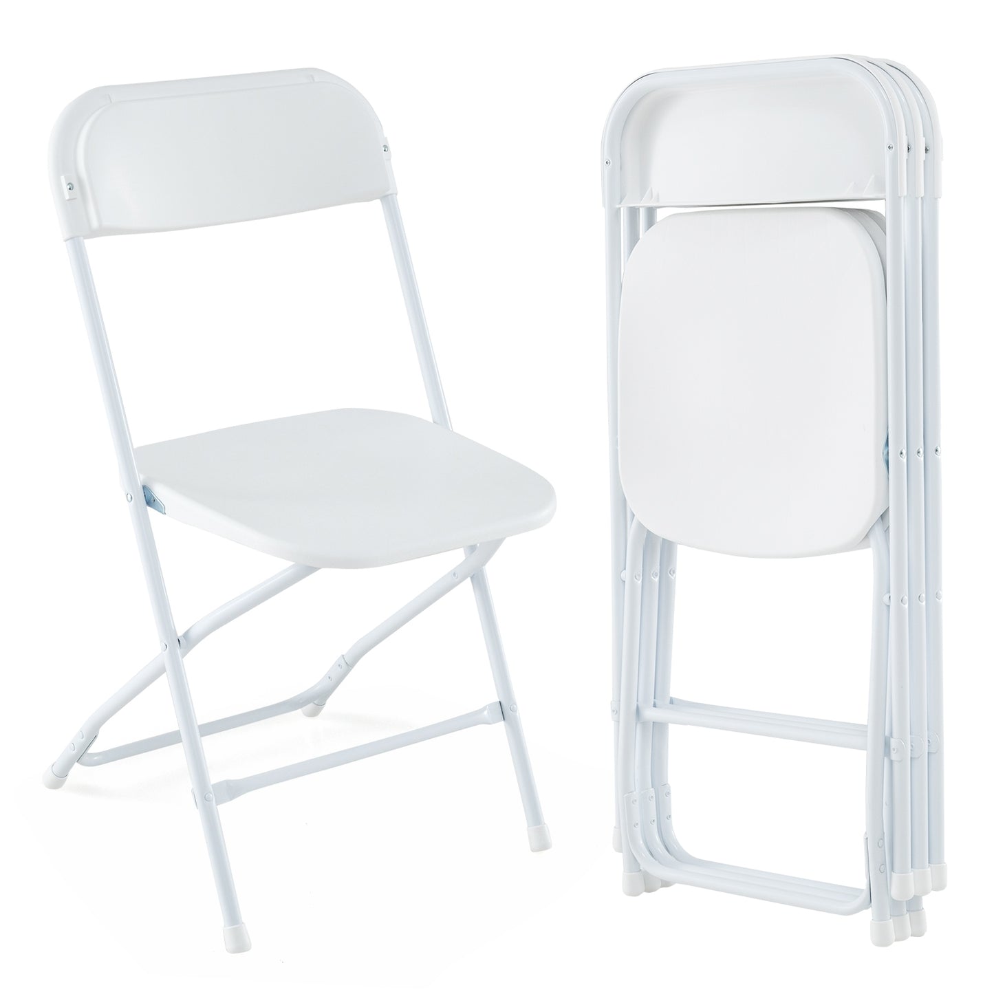 Set of 4 Metal Folding Chairs with Plastic Seat and Back for Indoor and Outdoor Use
