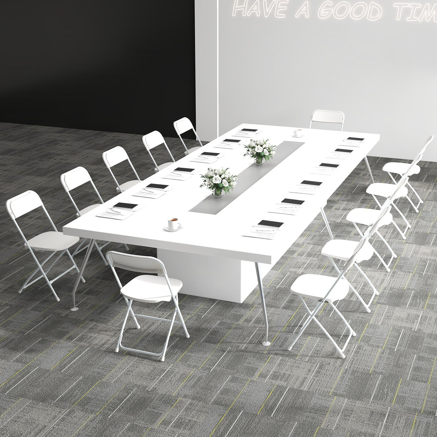 Set of 4 Metal Folding Chairs with Plastic Seat and Back for Indoor and Outdoor Use