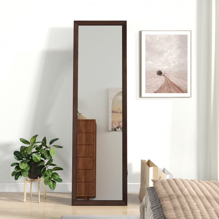 Premium Full Length Mirror with Solid Pine Wood Frame and Stand – 18 x 14 x 61 inches