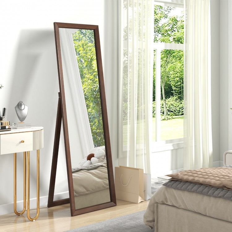 Premium Full Length Mirror with Solid Pine Wood Frame and Stand – 18 x 14 x 61 inches