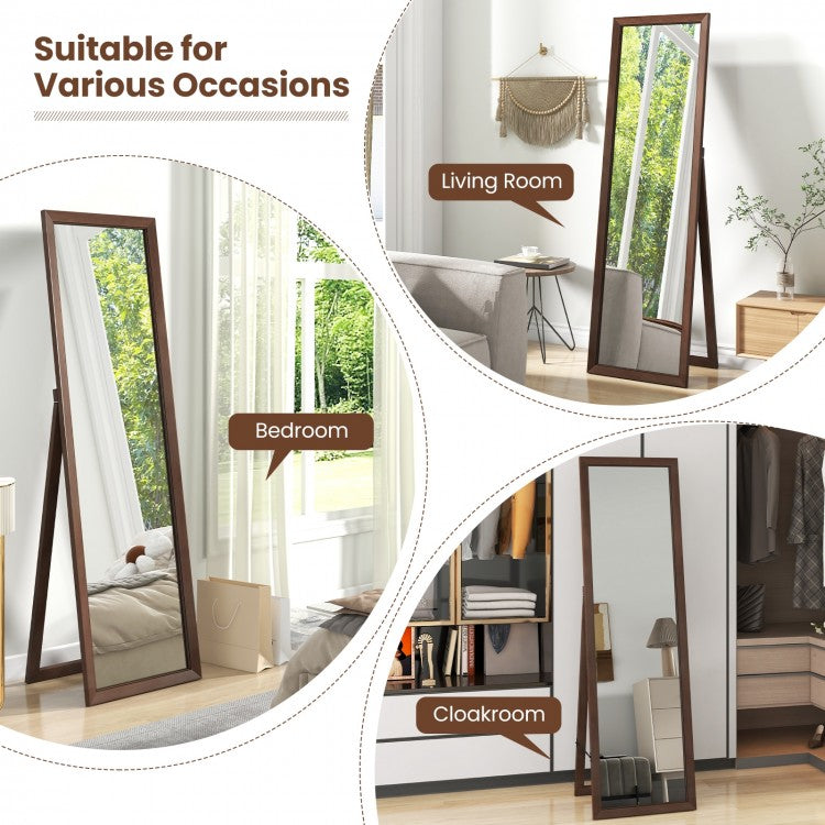 Premium Full Length Mirror with Solid Pine Wood Frame and Stand – 18 x 14 x 61 inches