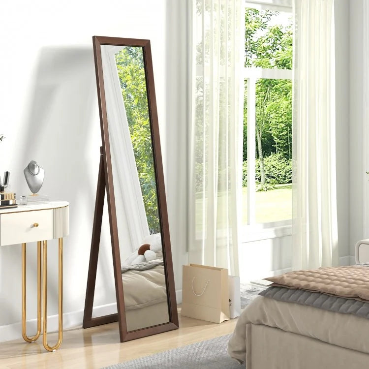 Premium Full Length Mirror with Solid Pine Wood Frame and Stand – 14.5 x 14 x 61 inches