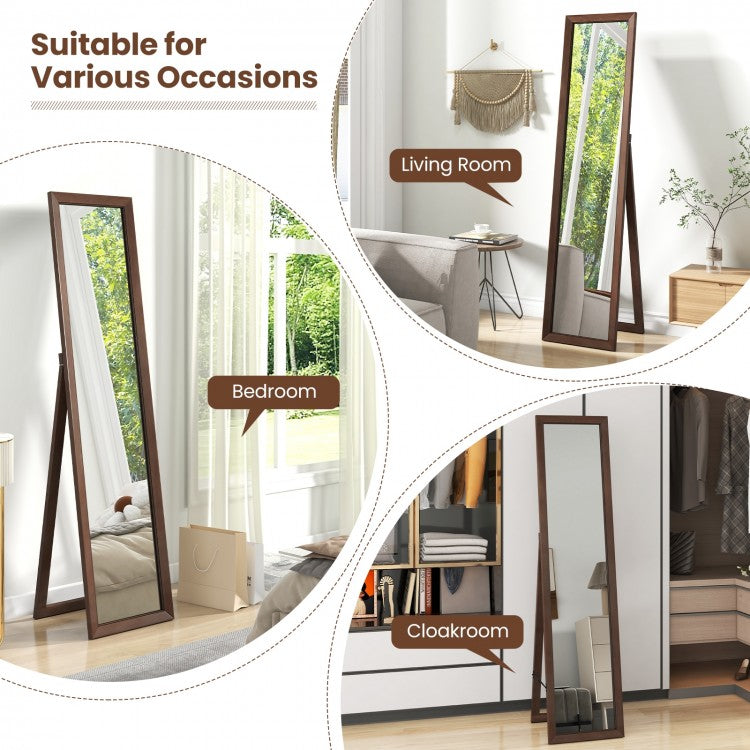 Premium Full Length Mirror with Solid Pine Wood Frame and Stand – 14.5 x 14 x 61 inches