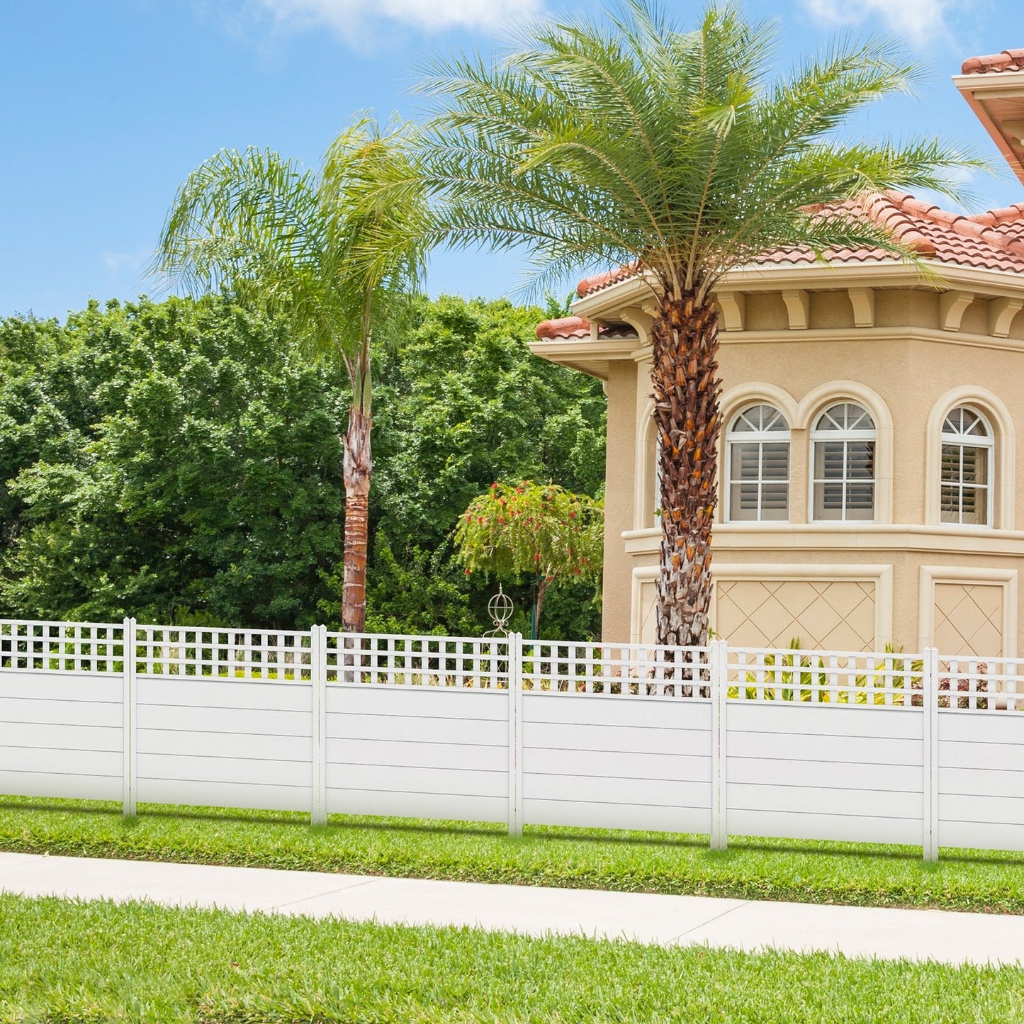 Outdoor 45 x 45.5 Inch Air Conditioner Fence with Metal Ground Stakes for Easy Installation