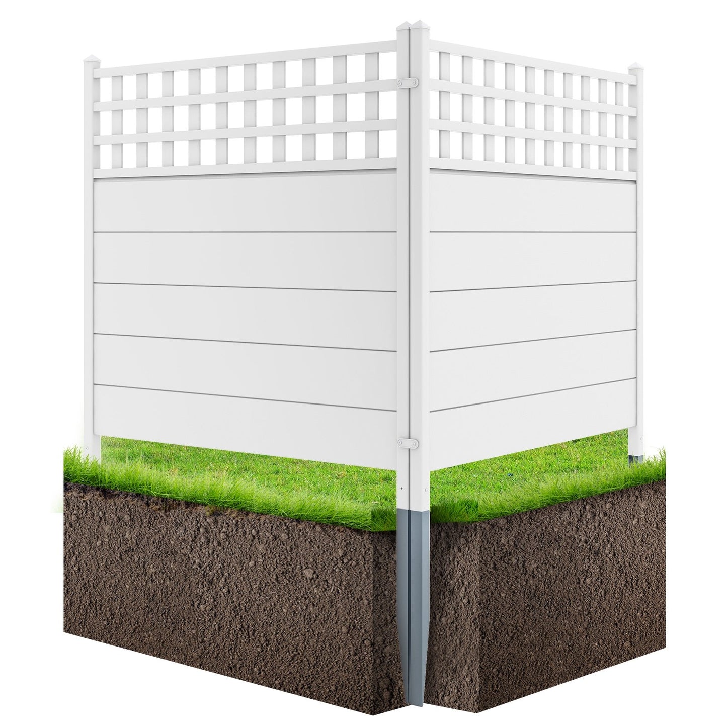 Outdoor 45 x 45.5 Inch Air Conditioner Fence with Metal Ground Stakes for Easy Installation
