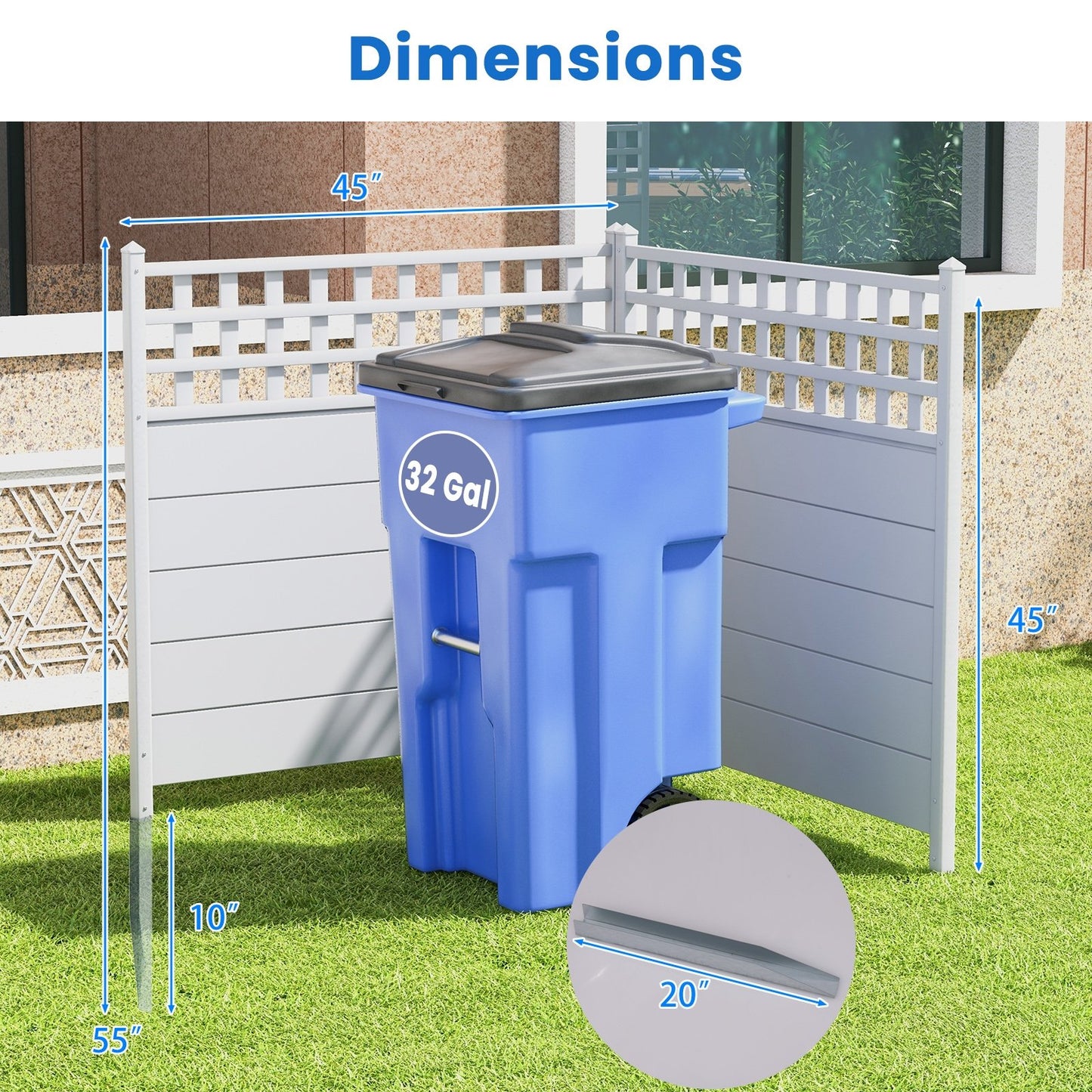 Outdoor 45 x 45.5 Inch Air Conditioner Fence with Metal Ground Stakes for Easy Installation