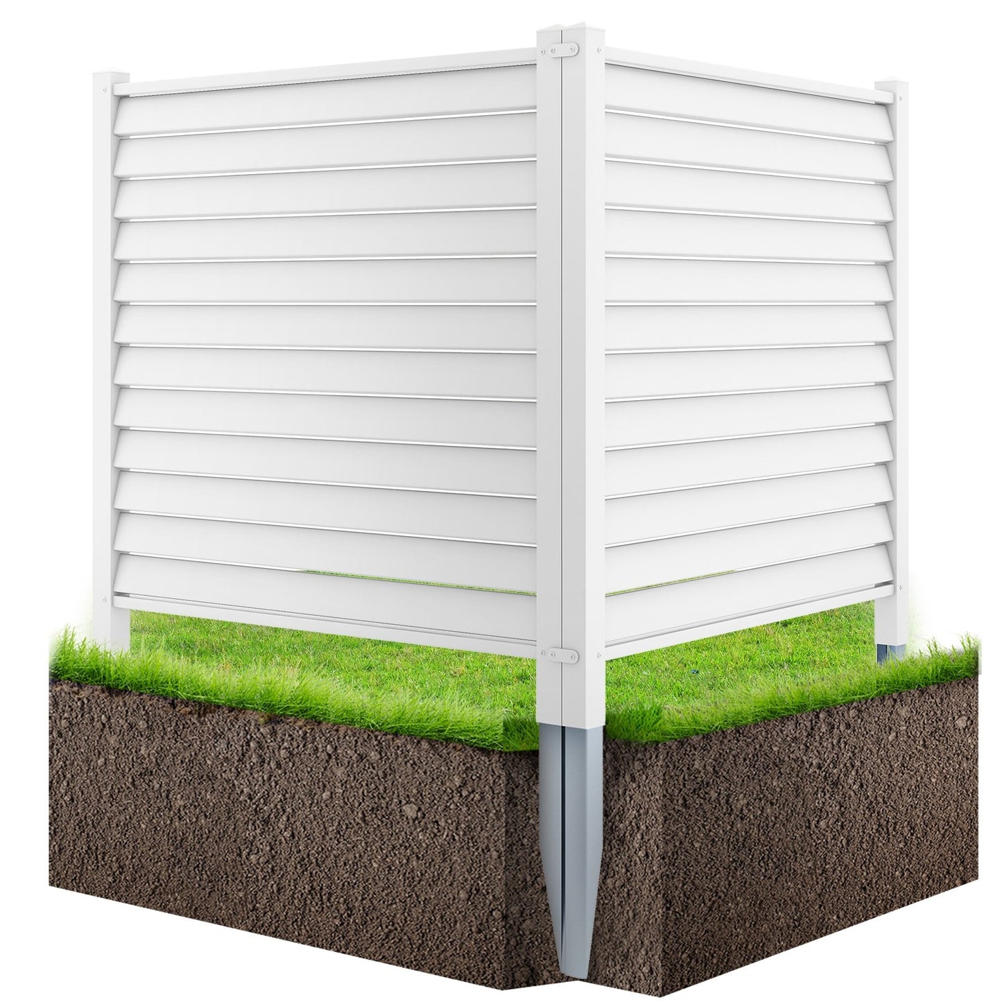 44 x 45 Inch Outdoor PVC Garden Fence Panels with Durable Metal Ground Stakes