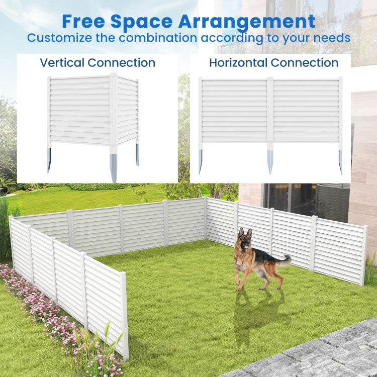 44 x 45 Inch Outdoor PVC Garden Fence Panels with Durable Metal Ground Stakes